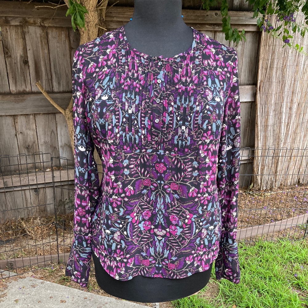 Purple Floral Mandala-Like Blouse